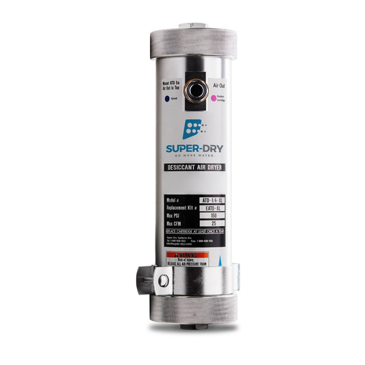 ATD 1/4 XL-Desiccant inline compressed air dryer, ¼″ NPT, with silica gel desiccant