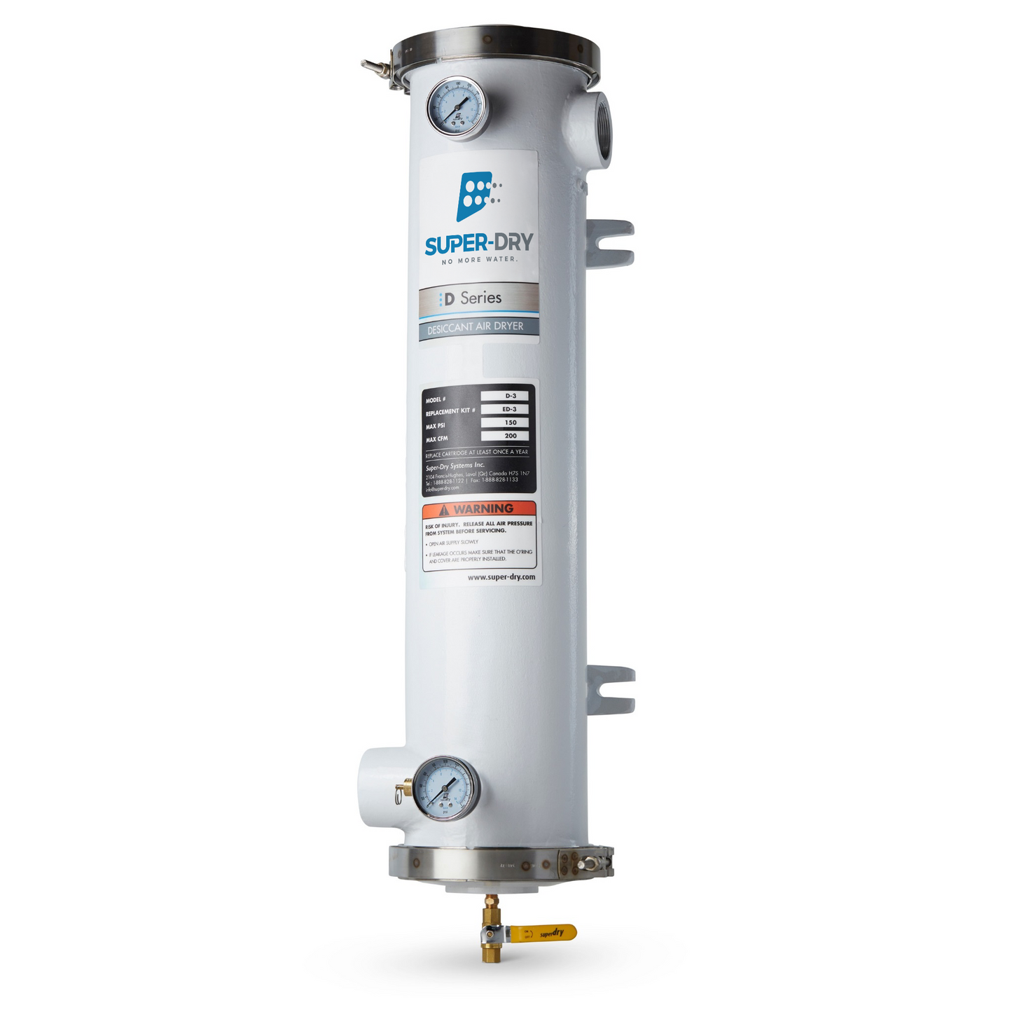 D3 - Single-tower desiccant compressed air dryer, aluminum housing, with activated alumina desiccant