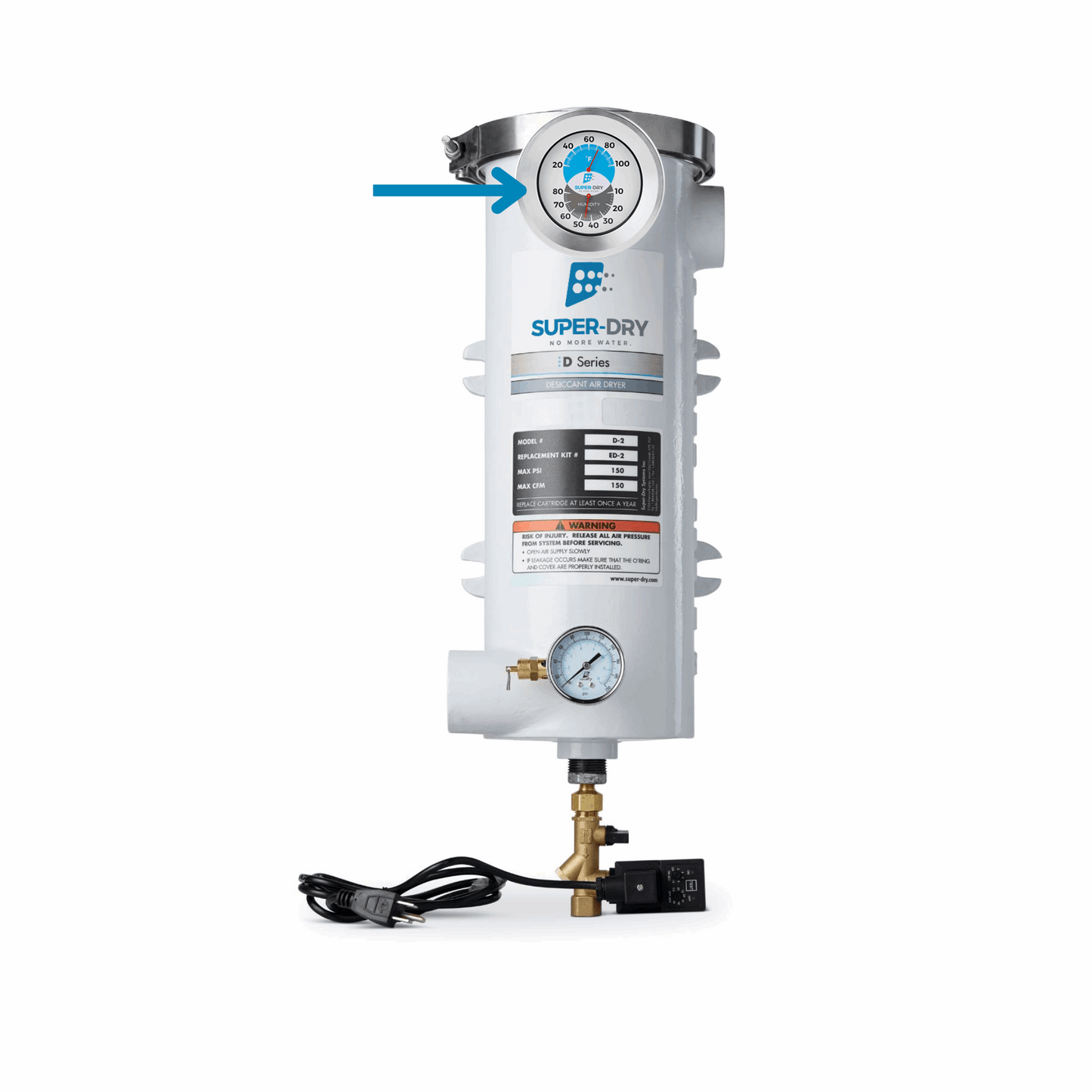 320-100: HGT 1/4 - Humidity and temperature gauge for compressed air dryer, ¼ in NPT connection