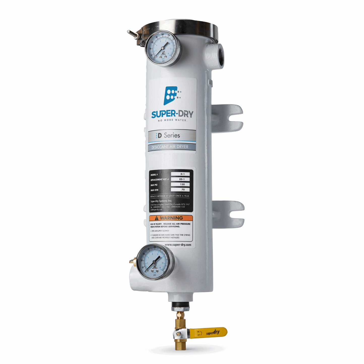 280-110: D1 - Single-tower desiccant compressed air dryer, aluminum housing, with activated alumina desiccant
