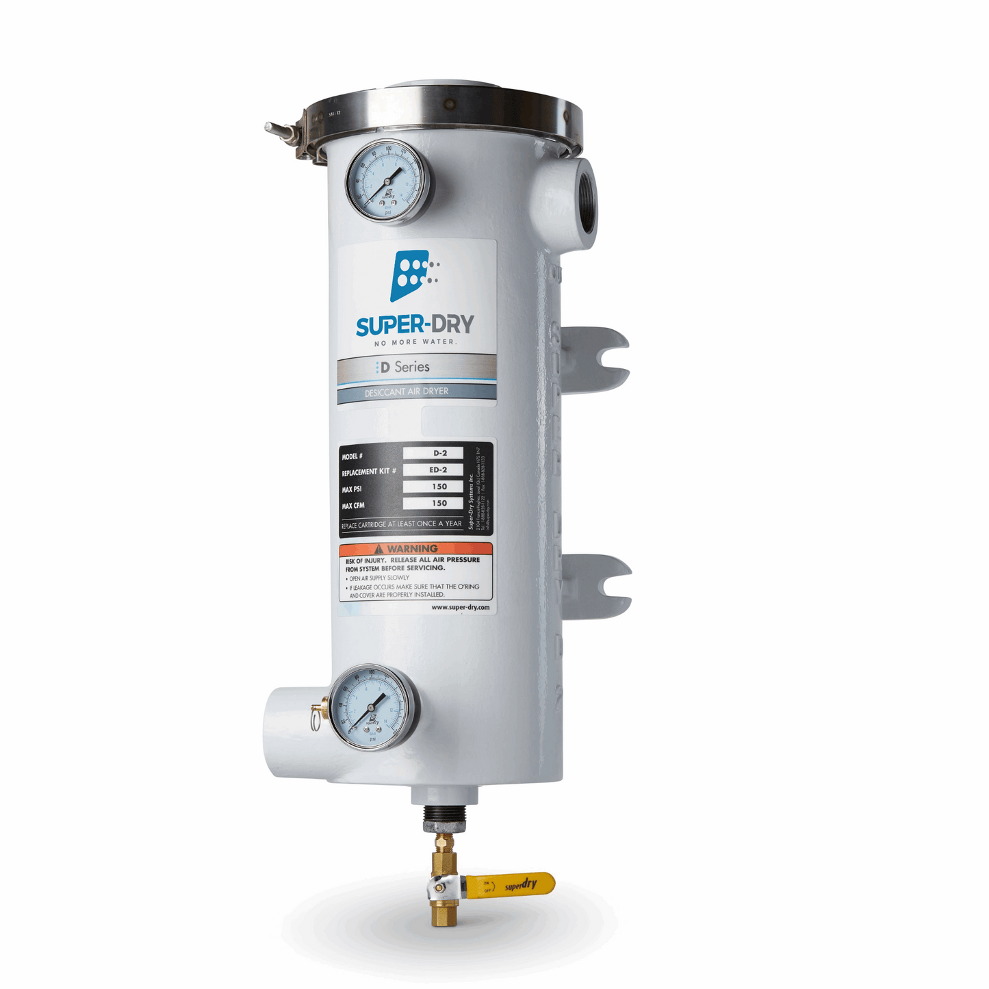280-120: D2 - Single-tower desiccant compressed air dryer, aluminum housing, with activated alumina desiccant