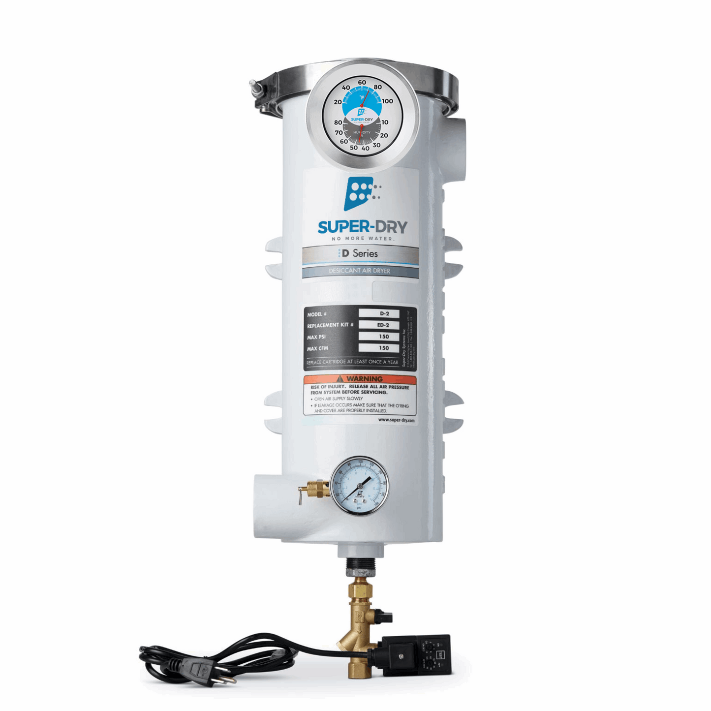 280-120: D2 - Single-tower desiccant compressed air dryer, aluminum housing, with activated alumina desiccant