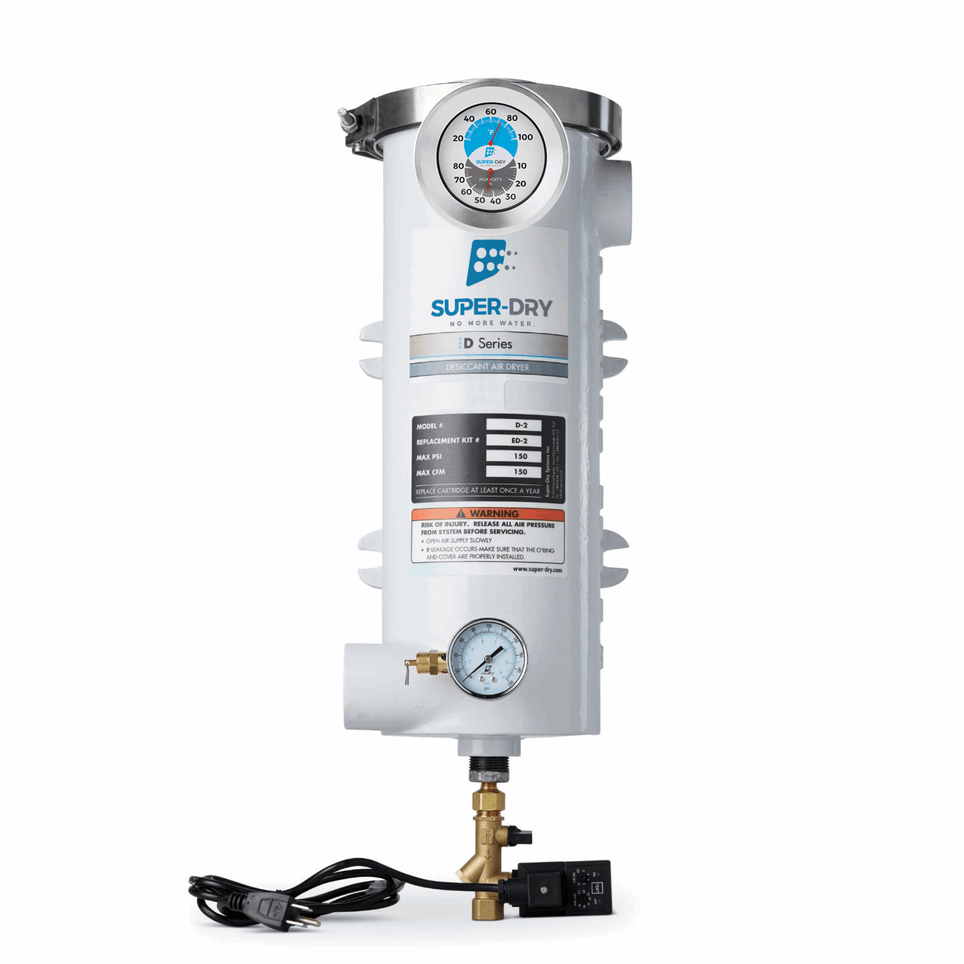 280-120: D2 - Single-tower desiccant compressed air dryer, aluminum housing, with activated alumina desiccant